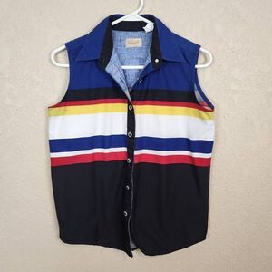 Wrangler Vintage Western Multicolor Striped Sleeveless Top Small (4779)